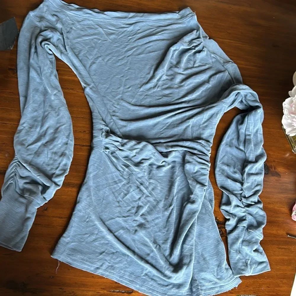 Free People long sleev ruffle details dress blue NWOt Sz L